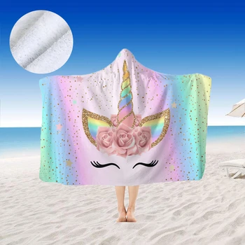 Miękka mikrofibra letni plażowy ręcznik z kapturem kreskówka miś z kapturem ręcznik dla chłopców, dziewcząt noszone podróży, papier pakowy koc