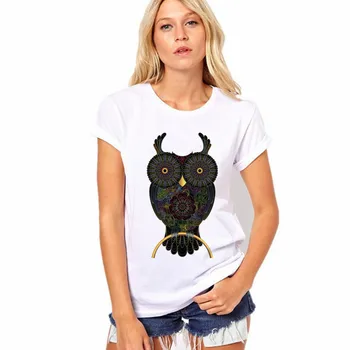 Moda Sowa zwierzęta szablon damska, bawełniana koszulka casual z długim rękawem letnia koszulka topy