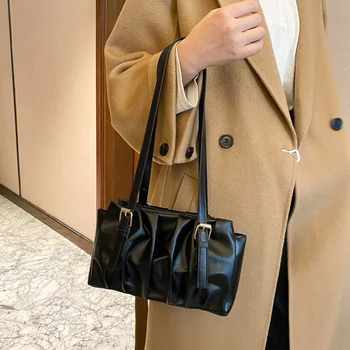 Moda kolorem ramienia pachy torba sztuczna skóra klamra torby dla kobiet 2021 elegancka dama dorywczo ulica podróży Top-handle bag