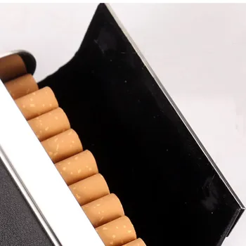 Moda tytoniu trzymać 20 skrzynia sztuczna skóra aktówka ustnik metal skóra trzyma papierosa mężczyźni pudełko, czarny, brązowy