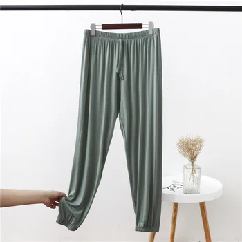 Modal temat spodnie od piżamy dla kobiet wiosna jesień Wysoka talia, długie spodnie od piżamy M-6XL plus rozmiar elastyczne, wygodne spodnie od piżamy