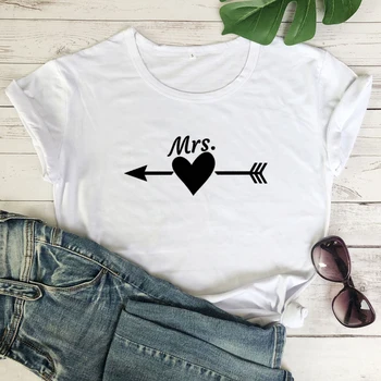 Mr And Mrs Heart Arrow T-shirt Cute Women Valentines Matching Couple Tee Shirt Top Funny Unisex Valentine ' s Day Gift Tshirt