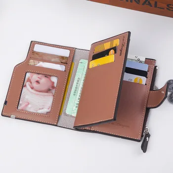 Męskie krótkie fotografia portfel moda luksusowe marki projektant indywidualne portfele portfel prezenty dla mężczyzn mąż z zamknięciem na zamek błyskawiczny kieszeń na monety