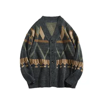 Mężczyzna jesienny ромбический sweter marki mody swobodny casual sweter kurtka młodzi studenci uniwersalna kurtka mężczyźni