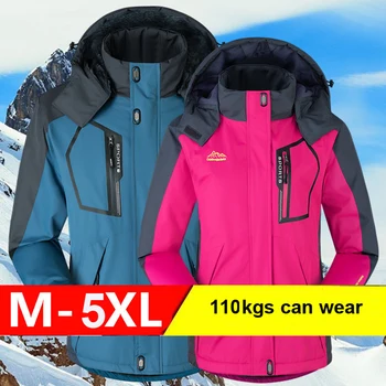 Mężczyźni Kobiety zimowe kurtki narciarskie kaptur kurtka Oversize M-5XL owłosiony ciepły płaszcz do wspinaczki połowów trekkingu turystyczne odzież