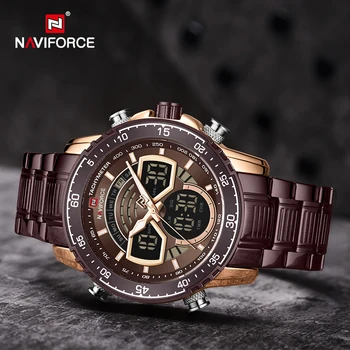 NAVIFORCE nowe męskie sportowe zegarki top marki luksusowych pełna stal zegarek kwarcowy męski wodoodporny duża tarcza zegarka mężczyzna Relogio Masculino