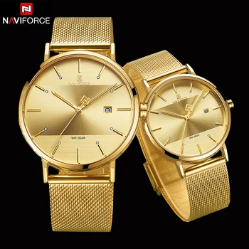 NAVIFORCE para zegarki luksusowe mężczyzna kwarcowy zegarek kobiety proste zegarek Zegarki dla mężczyzn kobiet wodoodporny miłośników prezent zegarek 2019