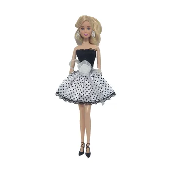 NK 6 szt. /kpl. кукольная ubrania handmade modna krótka sukienka kreskówka ładny wzór strój dla lalki Barbie akcesoria dziewczynka