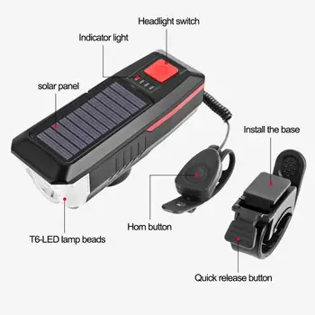 NOZAKI New Solar USB Double Charge horn lights MTB rowerowy róg przedni reflektor 