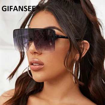 Na Przewymiarowany Okulary Bez Oprawek Kobiety 2021 Retro Vintage Dla Mężczyzn Kwadratowe Okulary Luksusowej Marki Okulary Oculos Damskie Duże Odcienie