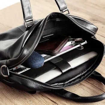 Naturalna skóra aktówka męska torba biznes torba męska na laptopa torby na ramię Torba skóra naturalna mężczyźni portfel czarny XA96ZC