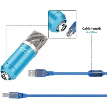 Neewer USB mikrofon z wiszące ножничной podstawą, uderzenia uchwytem, kablem USB i stołem montażowym uchwytem zestaw do nagrania
