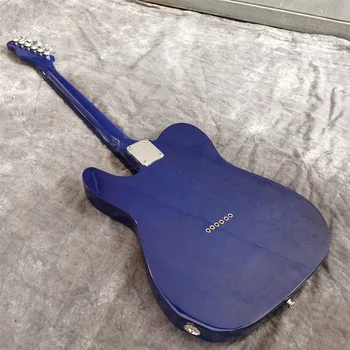 Niebieska 6-sekcję ciągu gitara elektryczna , prawdziwa ręcznie malowane kwiaty na ciele , niebieski gryf i głowa , piękna gitara