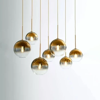 Nordic Modern LED lampa wisząca oświetlenie srebro złoto galwaniczne szklana kula wisząca przemysłowa lampa salon