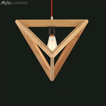 Nordic Vintage Wooden Led lampa wisząca twórczy trójkąt dąb wisząca dla restauracji, kawiarni wisząca Deco lampy