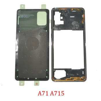 Nowa średnia ramka tylna pokrywa dla Samsung Galaxy A71 A715 A715F oryginalna obudowa telefonu średnia podwozie z tylnym panelem obudowy część