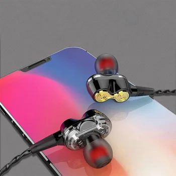 Nowe słuchawki douszne subwoofer zapewniona Двухцикловая zestaw uniwersalny interfejs 3,5 mm pasuje do różnych telefonów komórkowych, tabletów