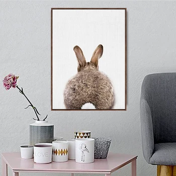 Nowoczesne zwierzęta plakat ściany płótnie obraz cute królik malarstwo akcesoria do domu plakat wystrój wykresy ścienne do sypialni dla dzieci