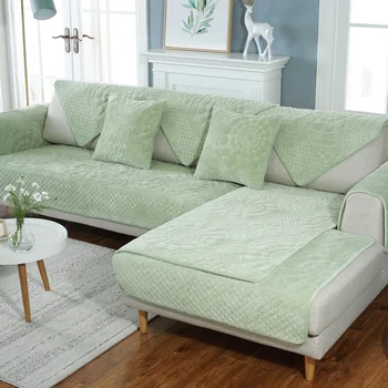 Nowoczesny aksamitna sofa etui na kanapie antypoślizgowe gruby plusz ciepła poduszka kanapa narożna ręcznik haft pokrowce na fotele do salonu Salon