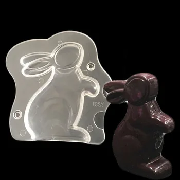 Nowości creative 3D bunny rabbit shape PC-polycarbonate chocolate mold DIY candy fondant sugarcraft mold 2298