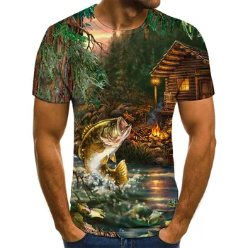 Nowy 2020 wędkarstwo koszulka styl casual Cyfrowy ryby 3D drukowanie t-shirt Mężczyźni Kobiety koszulka na lato z krótkim rękawem O-neck topy i koszulki s-6xl