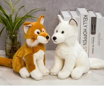 Nowy 28 cm symulacja Lis pies pluszowe zabawki kreatywne realistyczny zwierzę siedzi lalki zabawki dla dzieci dziewczynka prezent na Urodziny
