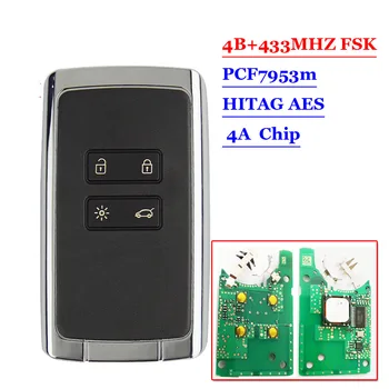 Nowy 4 btns Smart Remote key card 433.92 Mhz do Renault Megane 4 Talisman Espace 5 Kadjar z chipem PCF7953M HITAG AES 4A