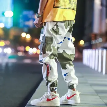 Nowy Harajuku Bawełna Multi-Kieszenie Styl Moda Spodnie-Cargo Mężczyźni Jesień Hip-Hop Ulica Casual Elastyczne Spodnie Moro