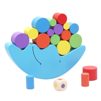 Nowy Montessori drewniane księżycowy balans gry dla dzieci, drewniane zabawki edukacyjne dla dzieci, zabawki drewniane równoważące klocki dla dzieci