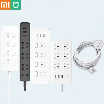 Nowy Xiaomi Mi Mijia Home Electronic Power Strip Socket szybkie ładowanie 3 USB + 3 gniazda 6 standardowych wtyków rozszerzenie interfejsu EU US