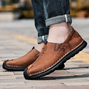 Nowy duży rozmiar buty Męskie skóra Split męskie obuwie Moda wysoką jakość jazdy mokasyny poślizgu na mokasyny męskie płaskie buty