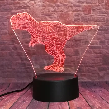Nowy i potężny 3D Tyranozaur Rex Dinozaur, Smok Park Jurajski 7 zmiana koloru nocne chłopcy sypialnia wystrój dzieci Urodziny