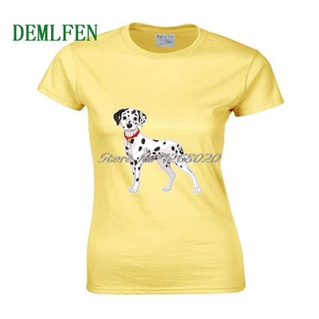 Nowy rasy Dalmatyńskiej pies uśmiecha się drukowany t-shirt kobiety bawełny, z krótkim rękawem t-shirt hip-hop cis dziewczyna topy fitness odzież uliczna