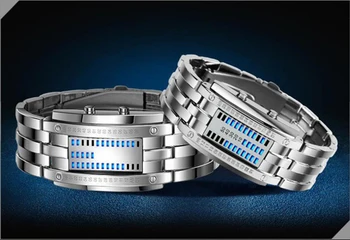 Nowy trend led Cyfrowy zegarek sportowy pasek ze stali nierdzewnej zegarek wysokiej jakości zegarek elektroniczny Relogio Masculino horloge