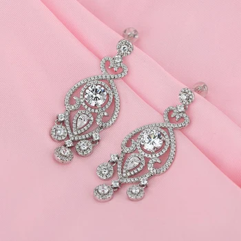 OEVAS 925 srebro próby luksusowe pełne высокоуглеродистые diamentowe kolczyki-krople dla kobiet błyszczący poprawiny wykwintne biżuteria prezent