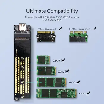 ORICO M. 2 NVME SSD etui z wentylatorem SSD obudowa M. 2 M Key M+B Key dysk SSD USB C 10 Gb dysk twardy obudowa M. 2 SSD Box