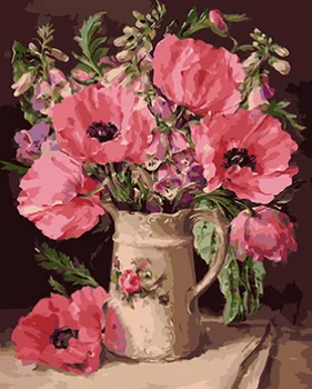 Obramowania diy olejna malowanie według numerów paint by number for home decor canvas painting 4050 pink flower