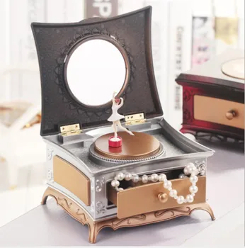 Obrotowa dziewczyna przechowywania pozytywka klasyczna toaletka kreatywne pudełko do przechowywania biżuterii z lustrem do makijażu prezenty ślubne