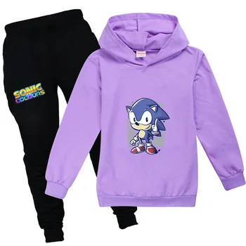 Odzież zimowa zestawy Halloween dla dzieci moda Sonic The Hedgehog kreskówka bluza+spodnie dziewczyny odzież ładny print strój sportowy