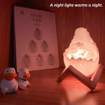 Ognisty Smok nocna do dekoracji sypialni 16 kolorów drukowanie 3d lampka nocna dla dzieci prezent