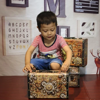 Organizer do przechowywania kosmetyczny organizer walizka retro pudełko do przechowywania, drewniane pudełko vintage drogowa zawieszenie skórzany pokrowiec stare ozdoby
