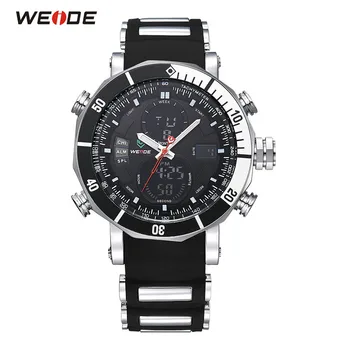 Oryginalny WEIDE wodoodporny sportowy zegarek męski cyfrowy kwarcowy zegarek czarna tarcza gumką analogowe zegarki wojskowe Montre Homme