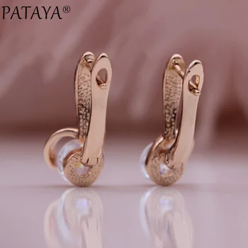 PATAYA New Fashion Jewelry Set 585 różowe złoto naturalny Cyrkon kolczyki kolczyki, pierścienie, zestawy romantyczny ślub kobiety niezwykły, szlachetny prezent