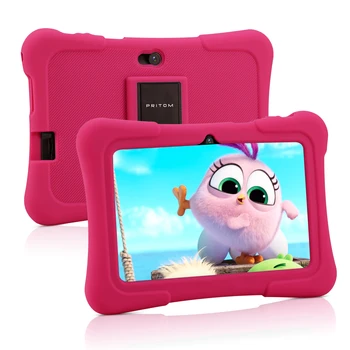 PRITOM 7 Inch Kids Tablet PC 1GB RAM 16GB ROM Android 10.0 Quad Core Tablets WiFi, Bluetooth, Dual Camera with Kids Tablet Case