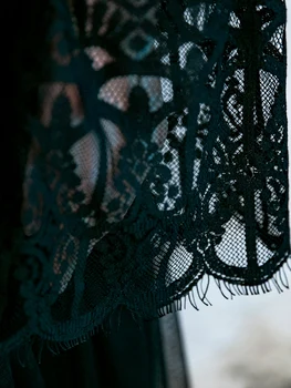 PUNK RAVE Girl's Flare Sleeved Zippered kwiatowe pełne koronki serek czarne szczyty gotyckie kobiety czarna krótka kurtka, dwie odzieży