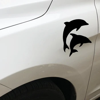Para Delfinów aplikacja moda okno samochodu ozdoba aplikacja osobowość PVC wodoodporny wyłącznik czarny/biały, 16 cm*15 cm