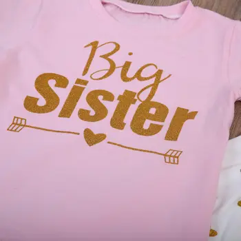 Para big little Sister set Newborn Baby Girls Romper Girls T-shirt Tops +spodnie legginsy stroje Rodzinny zestaw