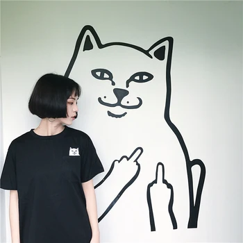 Para bluzki Harajuku t-shirt z krótkim rękawem słodki styl casual t-shirt top letnia damska koszulka przewodnik kocie print