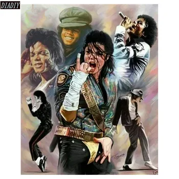 Pełny okrągły kwadratowy Diament haft znany piosenkarz Diament malarstwo Michael Jackson mozaika koraliki wzór rhinestone