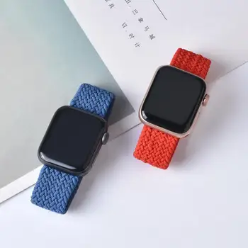 Pleciony Solo zawias materiał nylonowy pasek do Apple Watch band 44 mm 40 mm 38 mm 42 mm silikonowa elastyczna bransoletka mc Series 6 SE 5 4 3